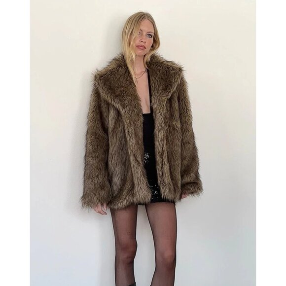 Motel Rocks Lupita Jacket Faux Fur Size S Boho Glam - Picture 1 of 12